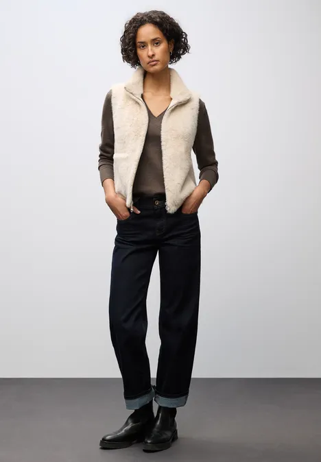 Kuscheliger V-Neck Pullover nomad brown mel.