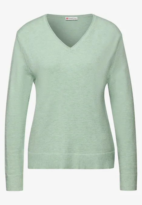 Kuscheliger V-Neck Pullover serene green mel.