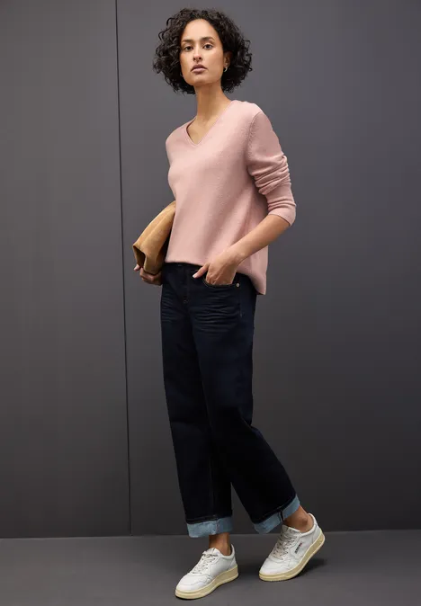 Kuscheliger V-Neck Pullover faded rose mel.