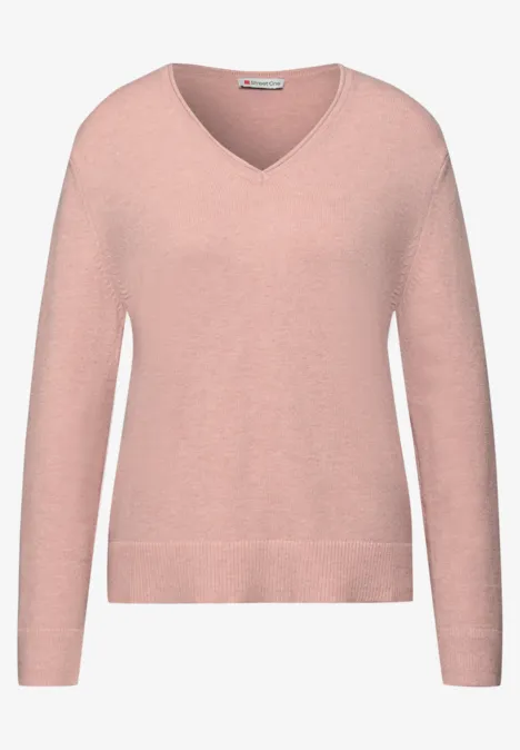 Kuscheliger V-Neck Pullover faded rose mel.