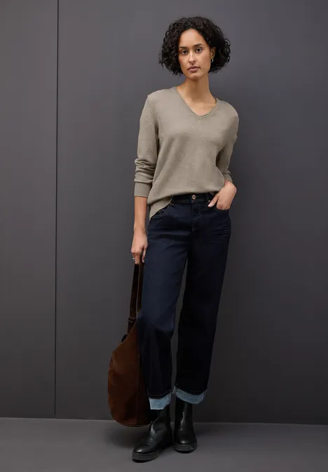 Kuscheliger V-Neck Pullover mocha dream mel.