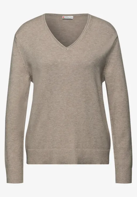 Kuscheliger V-Neck Pullover mocha dream mel.