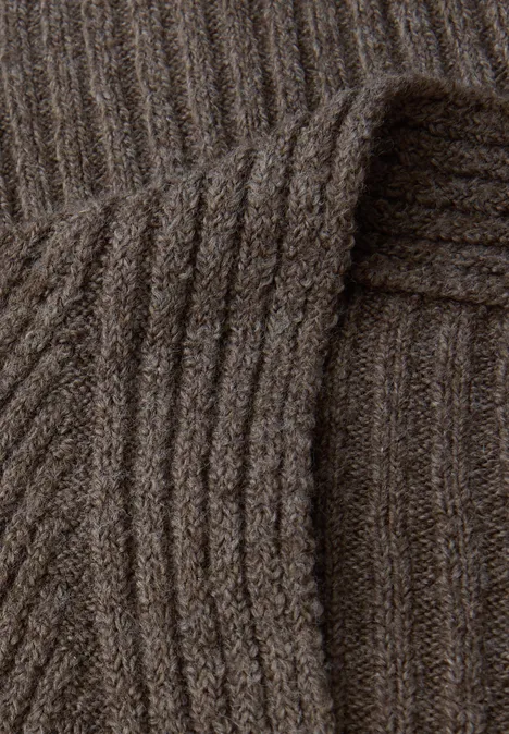 V-Neck Strukturpullover nomad brown mel.