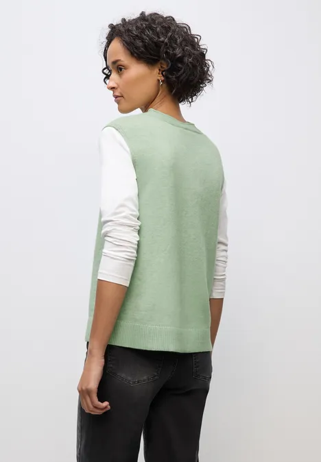 Ärmelloser Pullover serene green mel.