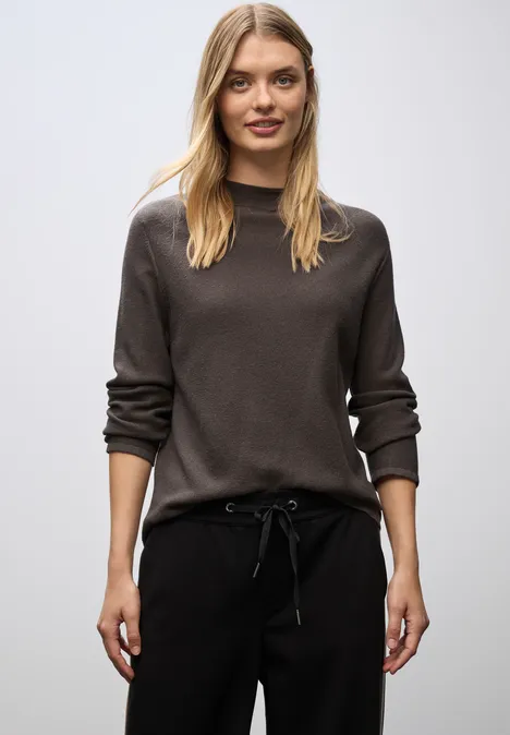 Strukturpullover dark nomad brown mel.