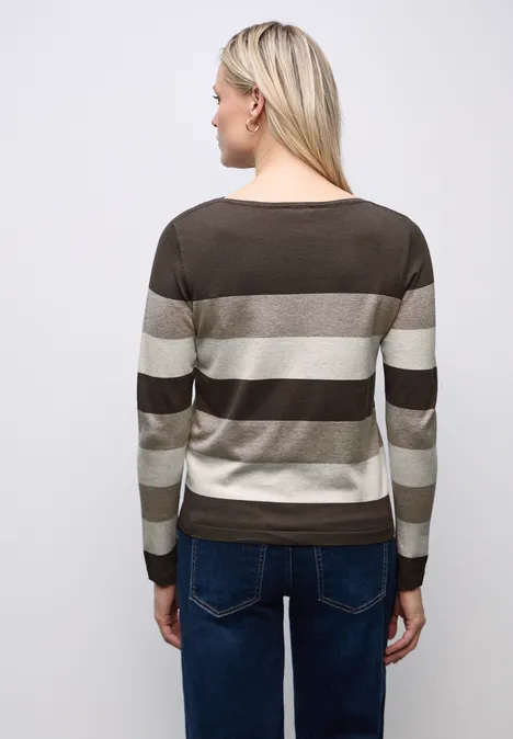 Trui met strepen nomad brown mel.