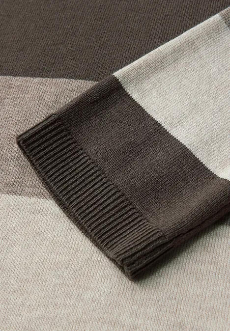 Trui met strepen nomad brown mel.