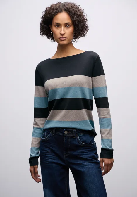 Trui met strepen deepwater blue