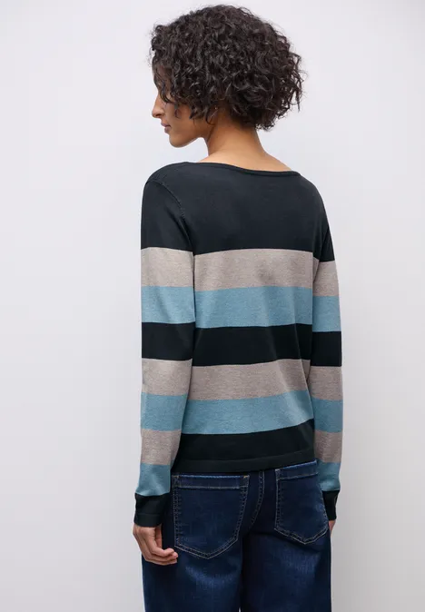 Trui met strepen deepwater blue