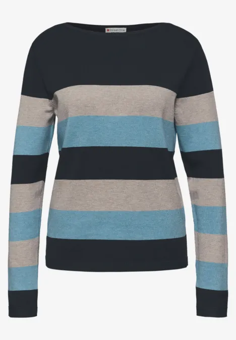 Trui met strepen deepwater blue