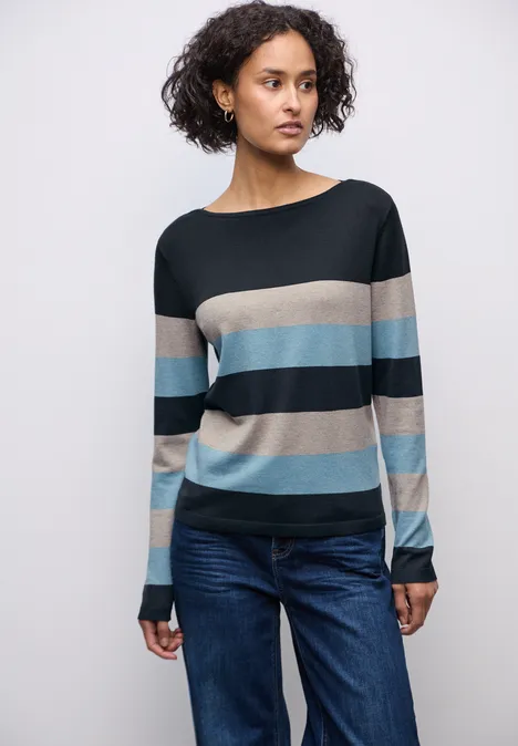 Trui met strepen deepwater blue