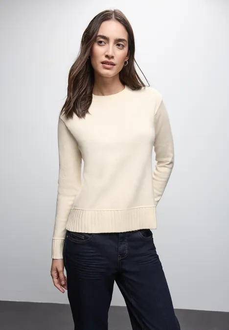Trui met ronde hals soft beige