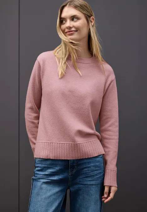 Trui met ronde hals powder pink mel.