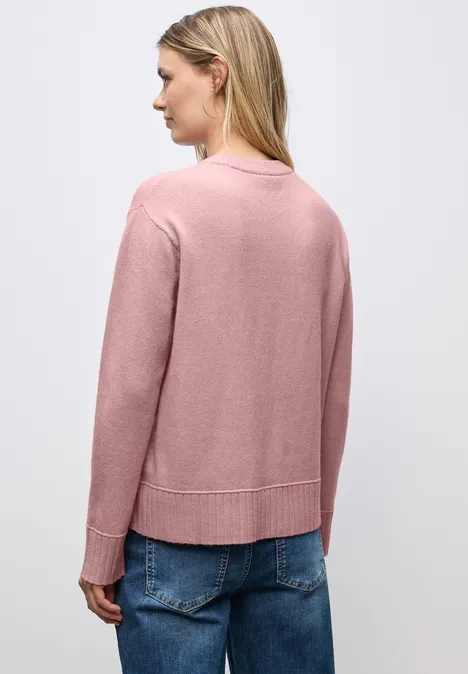 Trui met ronde hals powder pink mel.