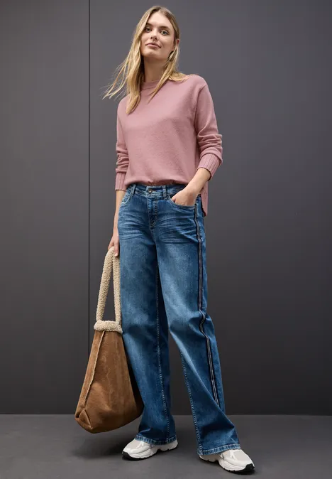 Trui met ronde hals powder pink mel.
