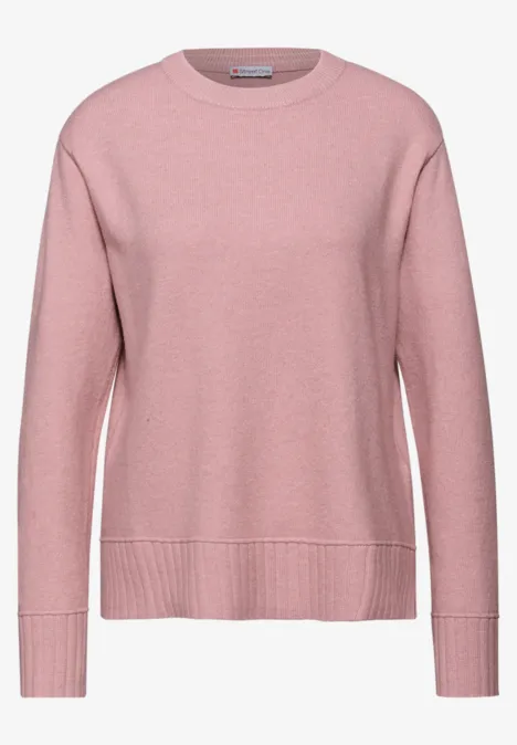 Trui met ronde hals powder pink mel.