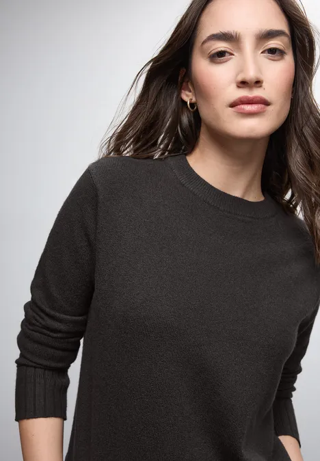 Trui met ronde hals darkest brown