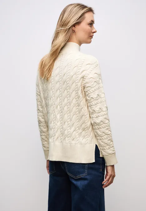 Jumper met kabelpatroon soft beige