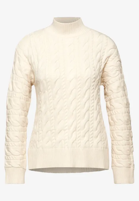 Jumper met kabelpatroon soft beige