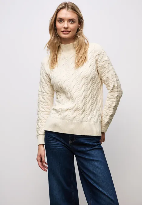 Jumper met kabelpatroon soft beige