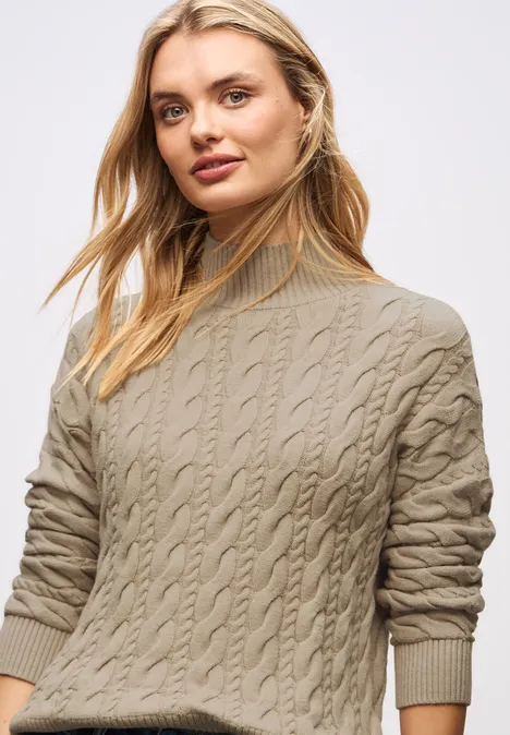 Jumper met kabelpatroon sanded beige