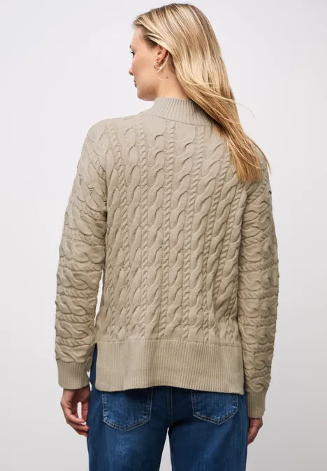 Jumper met kabelpatroon sanded beige