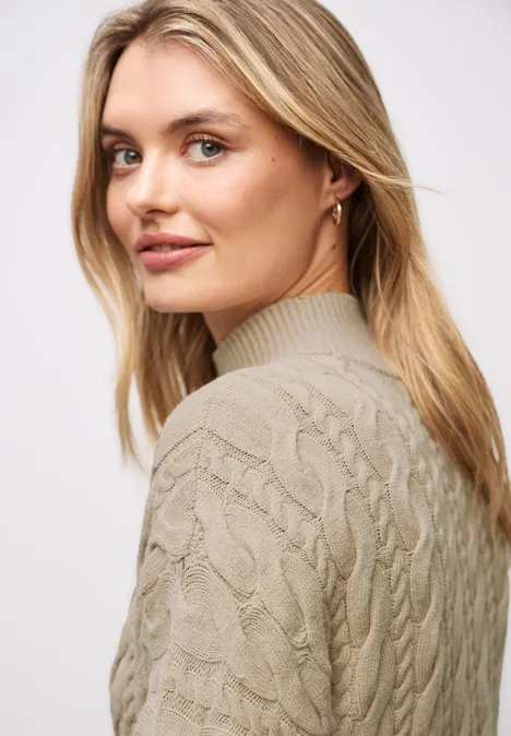 Jumper met kabelpatroon sanded beige