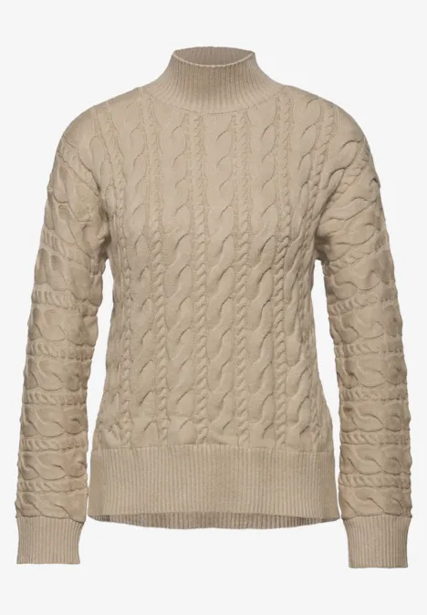 Jumper met kabelpatroon sanded beige