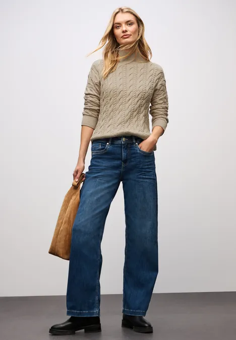 Jumper met kabelpatroon sanded beige