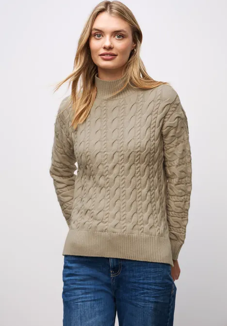 Jumper met kabelpatroon sanded beige