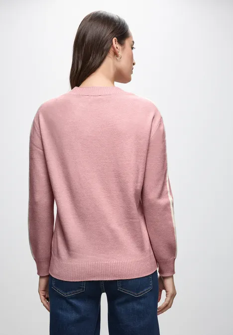 Trui met gallonstrepen powder pink mel.