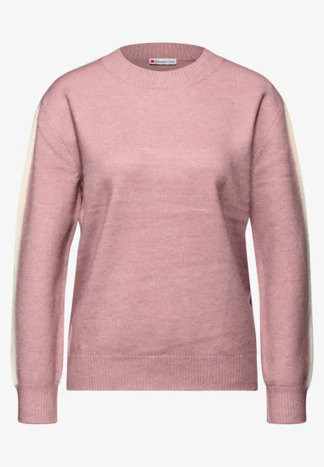 Trui met gallonstrepen powder pink mel.