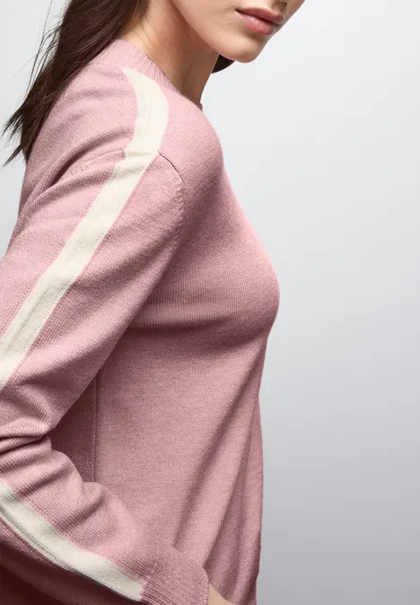 Trui met gallonstrepen powder pink mel.