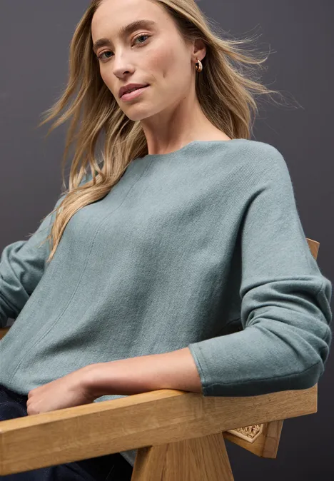 Basic Dolman Pullover nile blue mel.