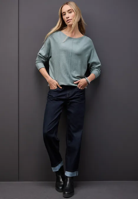 Basic Dolman Pullover nile blue mel.