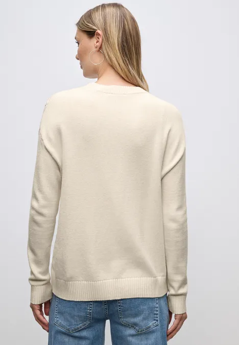 Pullover mit Zopfmuster soft beige Pullover mit Zopfmuster soft beige