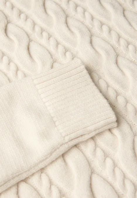Pullover mit Zopfmuster soft beige Pullover mit Zopfmuster soft beige