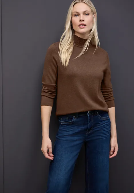 Turtleneck Pullover hazelnut brown mel.
