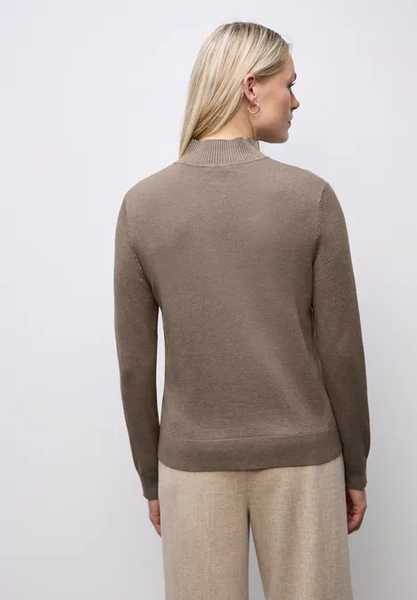 Turtleneck Pullover silk brown mel.