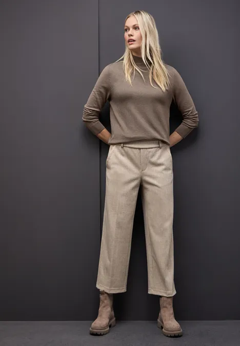 Turtleneck Pullover silk brown mel.