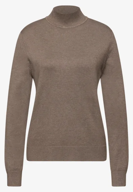 Turtleneck Pullover silk brown mel.