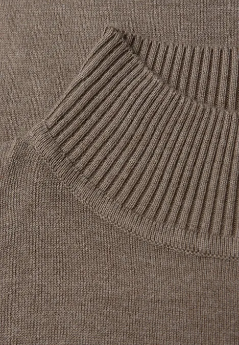 Turtleneck Pullover silk brown mel.