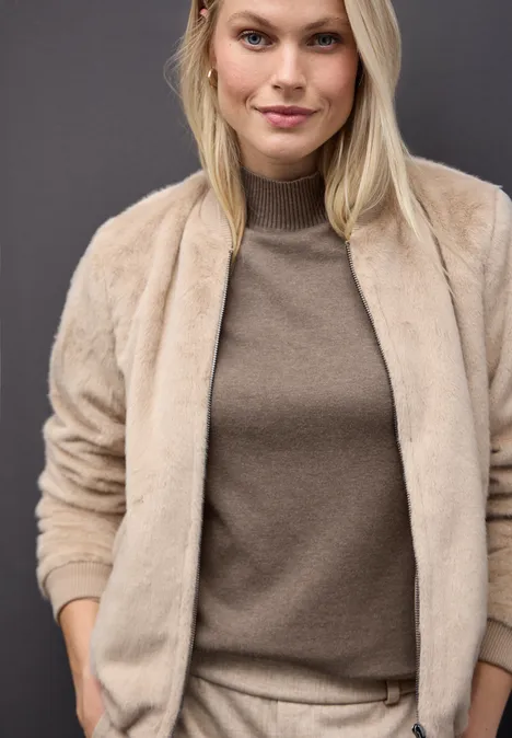 Turtleneck Pullover silk brown mel.