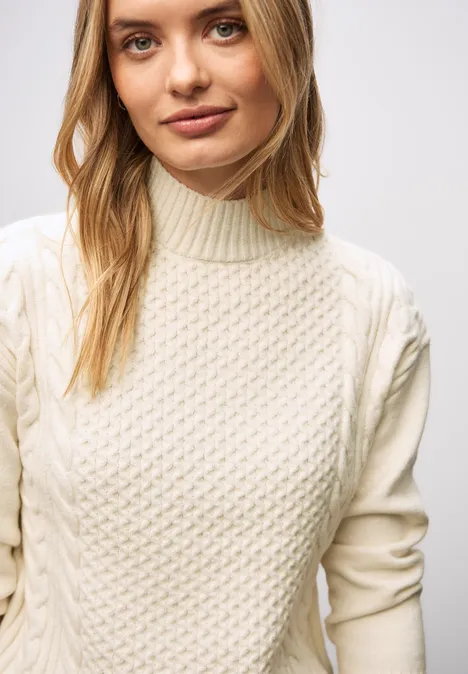 Jumper met kabelpatroon soft beige