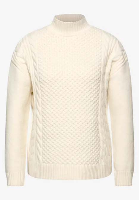 Jumper met kabelpatroon soft beige