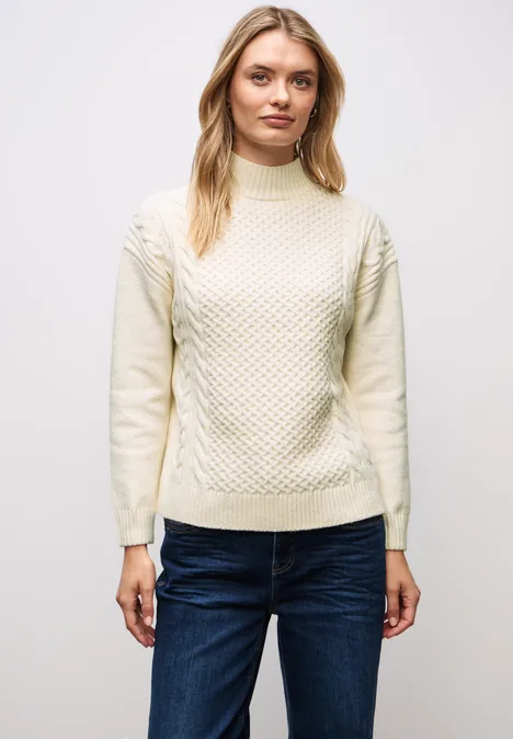 Jumper met kabelpatroon soft beige