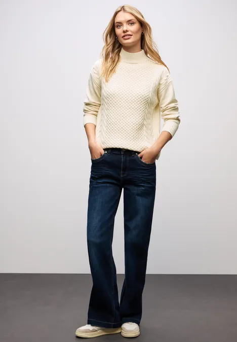 Jumper met kabelpatroon soft beige