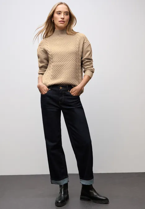 Jumper met kabelpatroon sanded beige