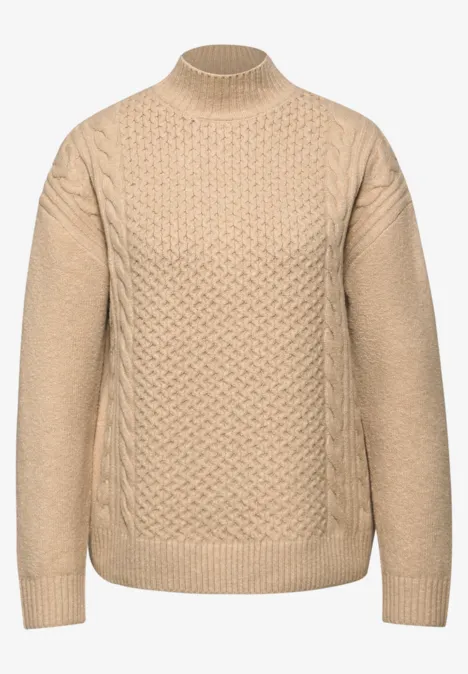 Jumper met kabelpatroon sanded beige