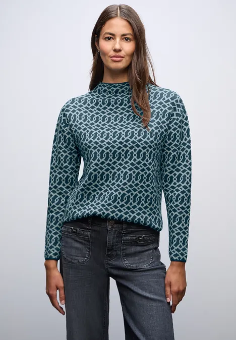 Cosy Jacquard Pullover tide blue Cosy Jacquard Pullover tide blue